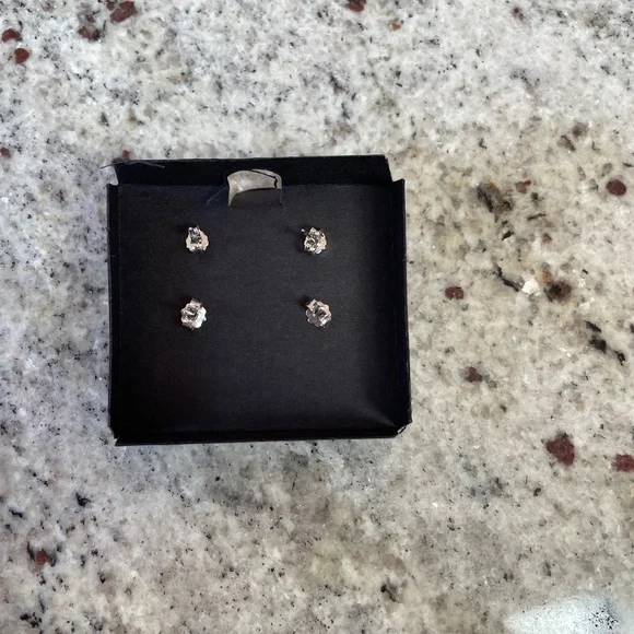 2-Pc. Set Cultured Freshwater Pear& White SapphireStud Earrings in Sterling Silv - Picture 4 of 4